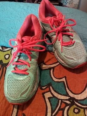 Asics Women's Teal and Pink Running Shoes
